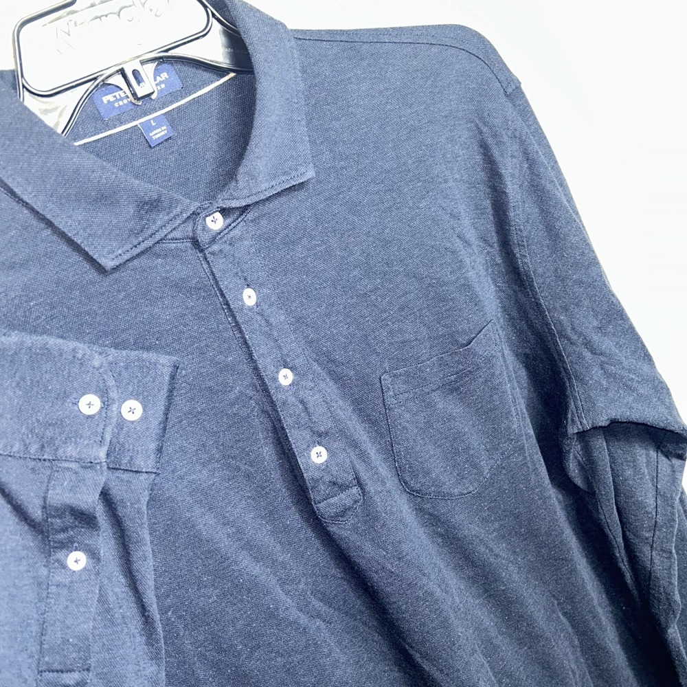 Peter Millar Ramble Cotton Cashmere Polo Shirt Mens Large Navy Crown Crafted